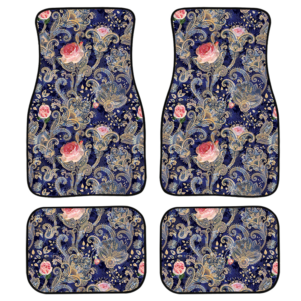 Indian Rose Paisley Pattern Print Front and Back Car Floor Mats