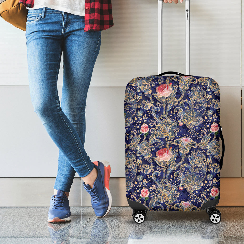 Indian Rose Paisley Pattern Print Luggage Cover