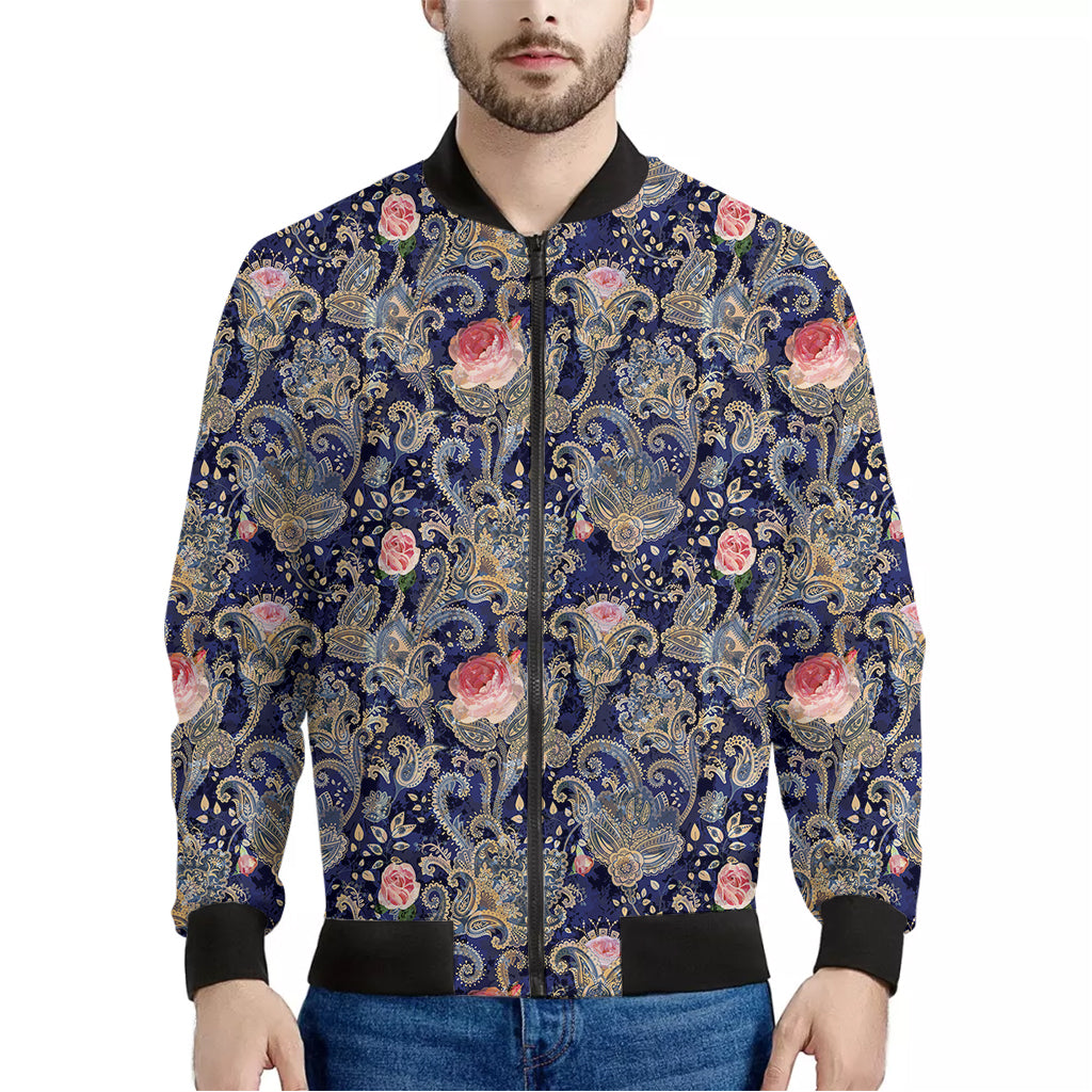 Indian Rose Paisley Pattern Print Men's Bomber Jacket