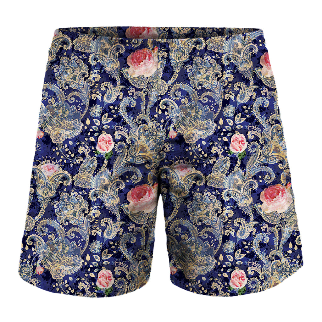 Indian Rose Paisley Pattern Print Men's Shorts