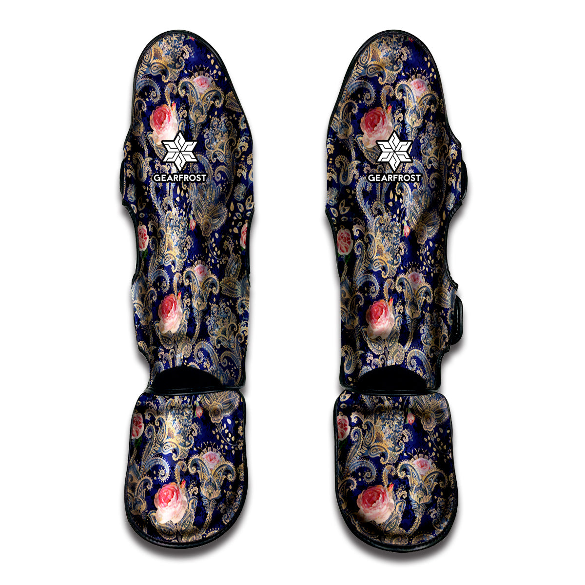 Indian Rose Paisley Pattern Print Muay Thai Shin Guards