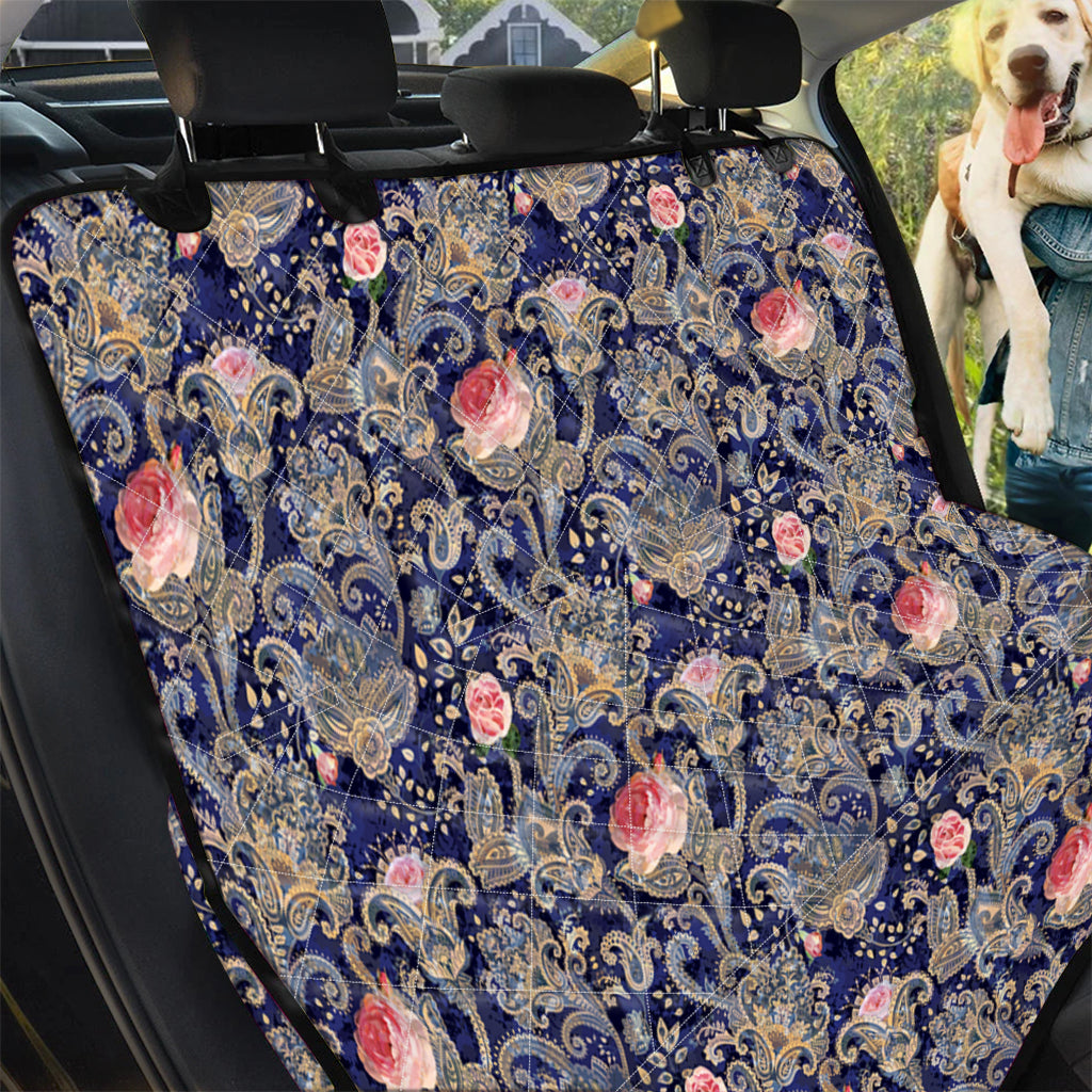 Indian Rose Paisley Pattern Print Pet Car Back Seat Cover