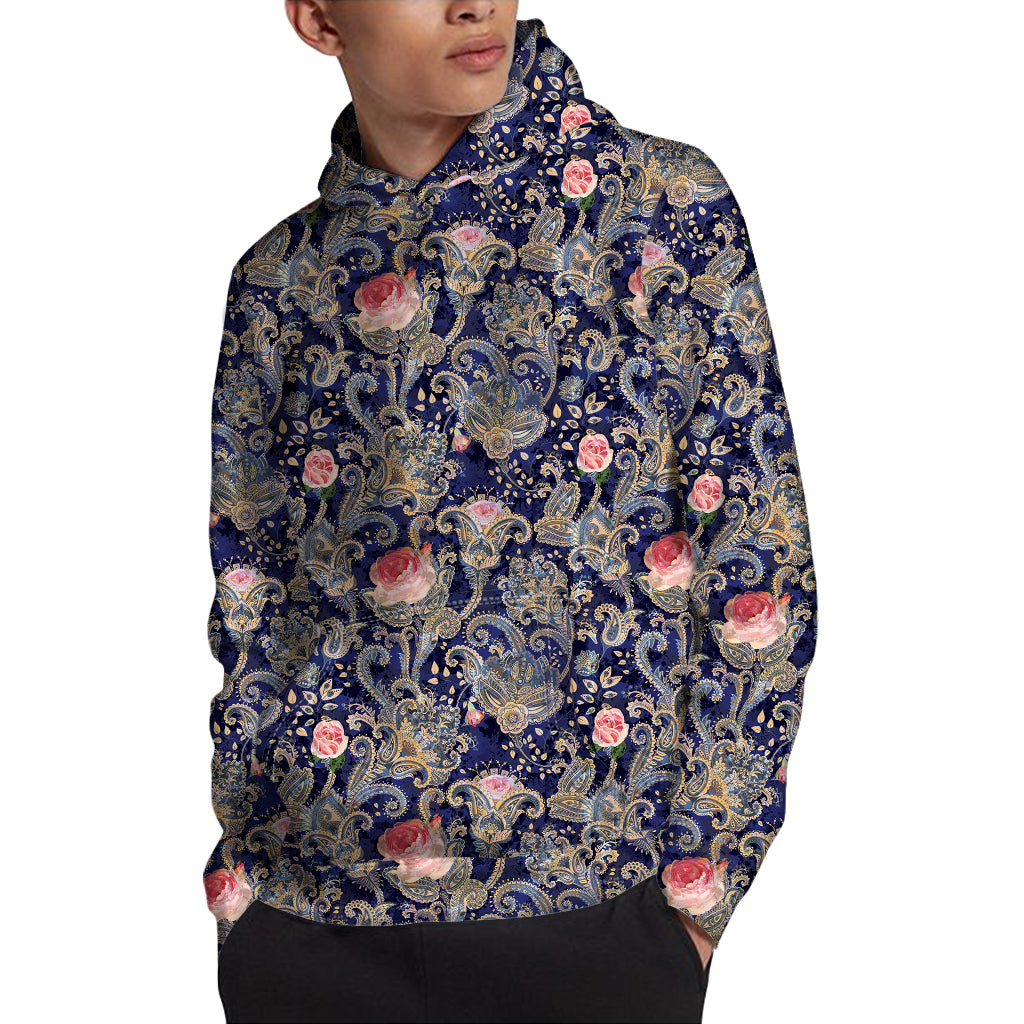 Indian Rose Paisley Pattern Print Pullover Hoodie