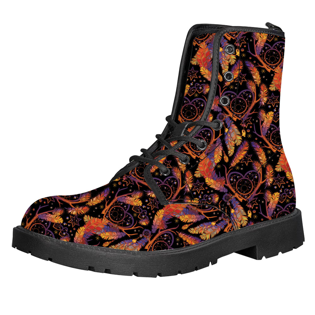 Indian Tribal Dream Catcher Print Leather Boots