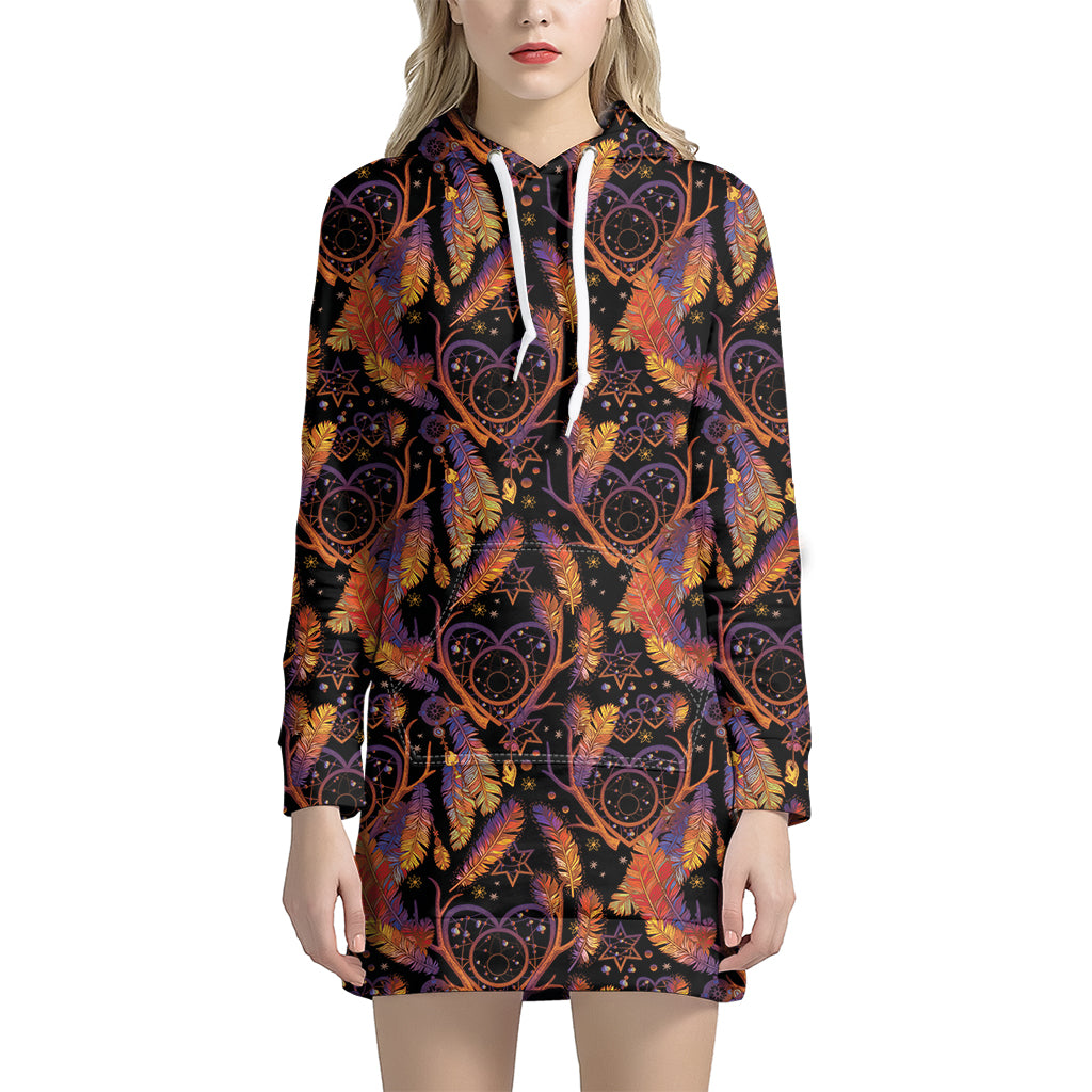 Indian Tribal Dream Catcher Print Women's Pullover Hoodie Dress