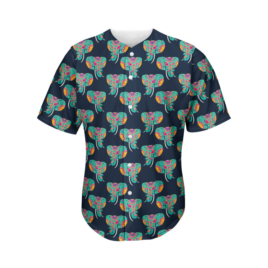 Indian Tribal Elephant Pattern Print Men's Baseball Jersey