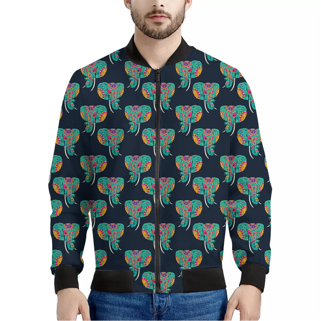 Indian Tribal Elephant Pattern Print Men's Bomber Jacket