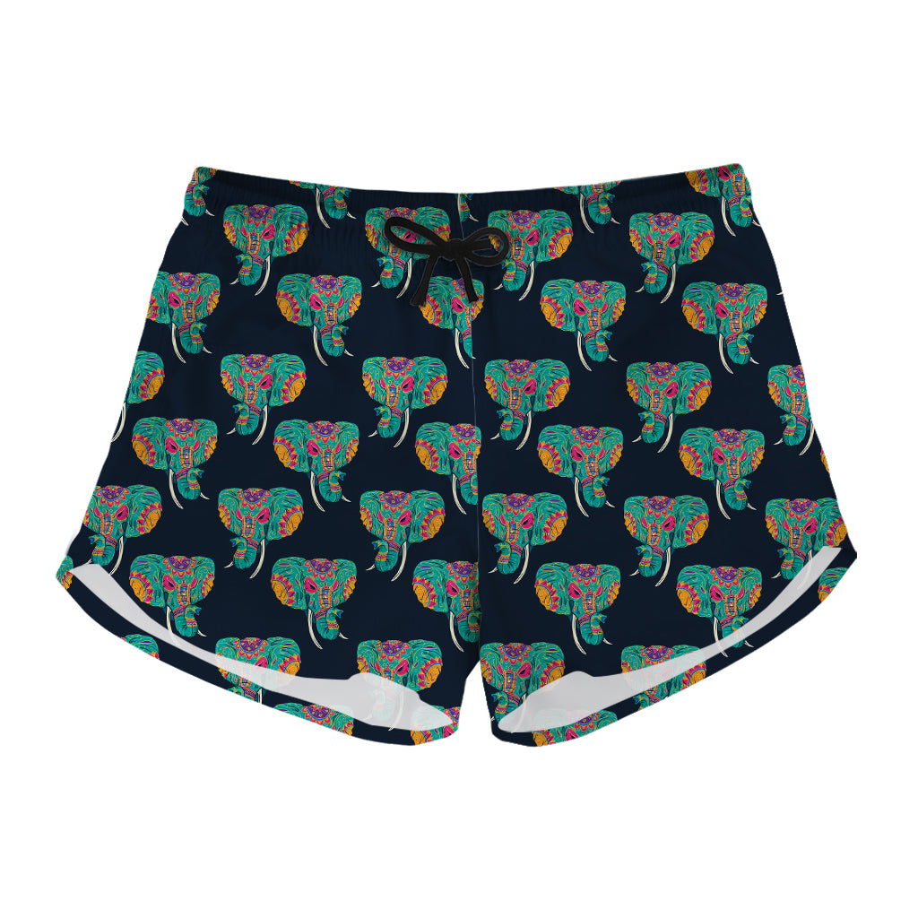 Indian Tribal Elephant Pattern Print Women's Shorts