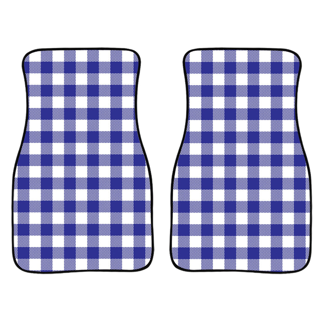 Indigo Blue And White Gingham Print Front Car Floor Mats