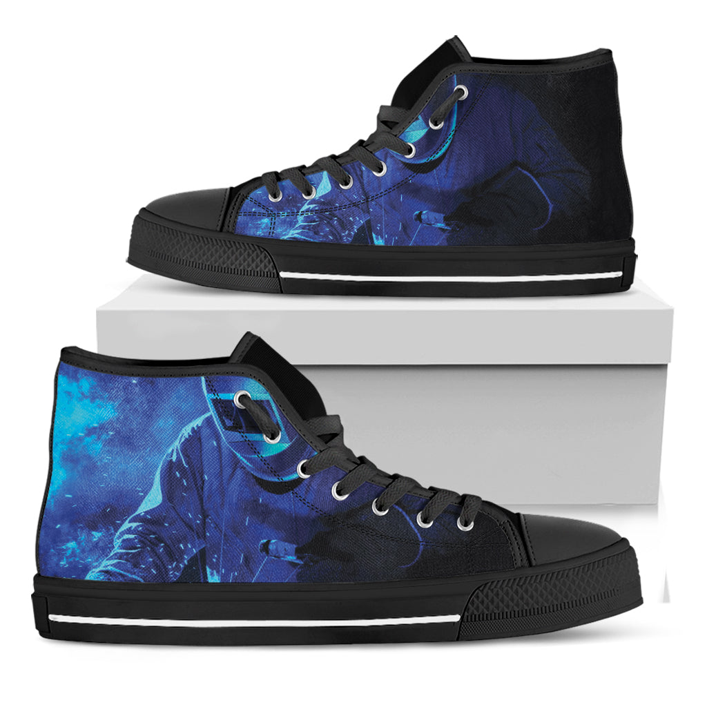 Industrial Welder Print Black High Top Shoes