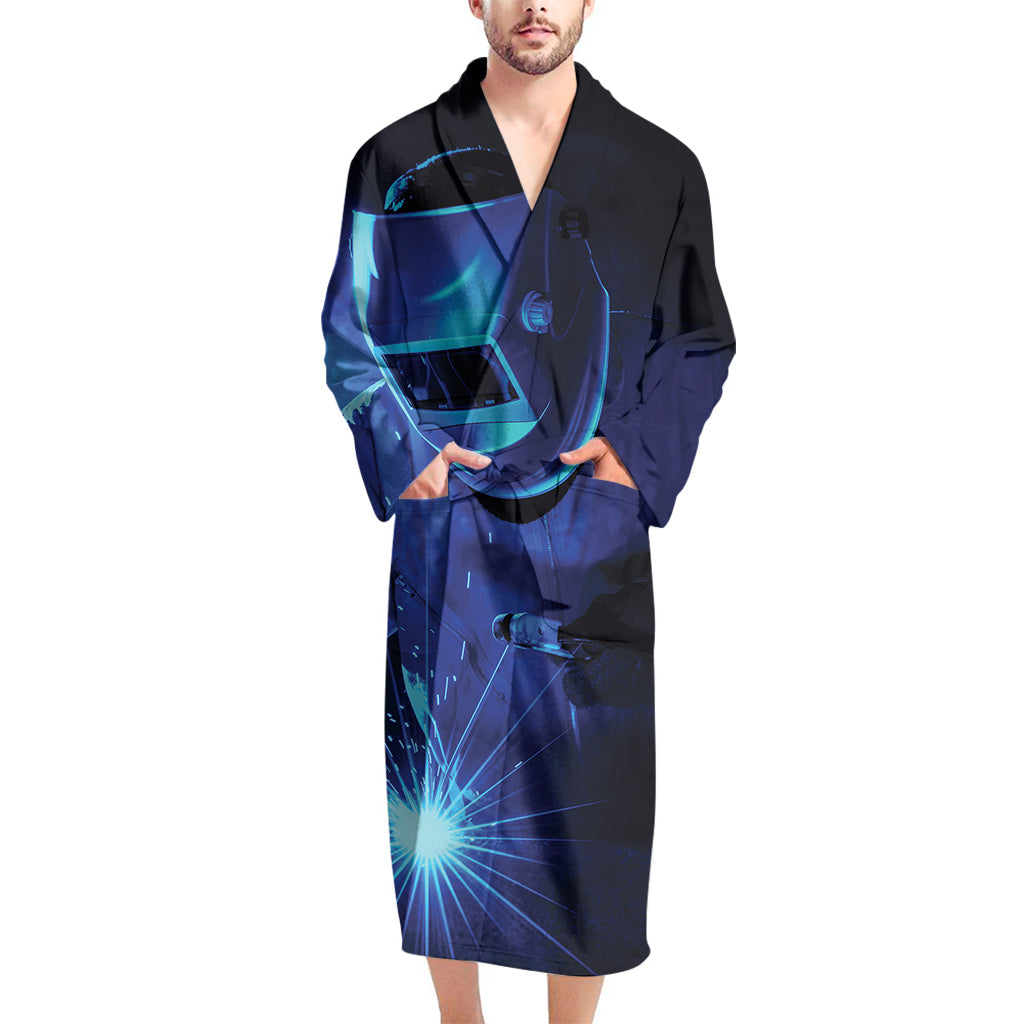 Industrial Welder Print Men's Bathrobe