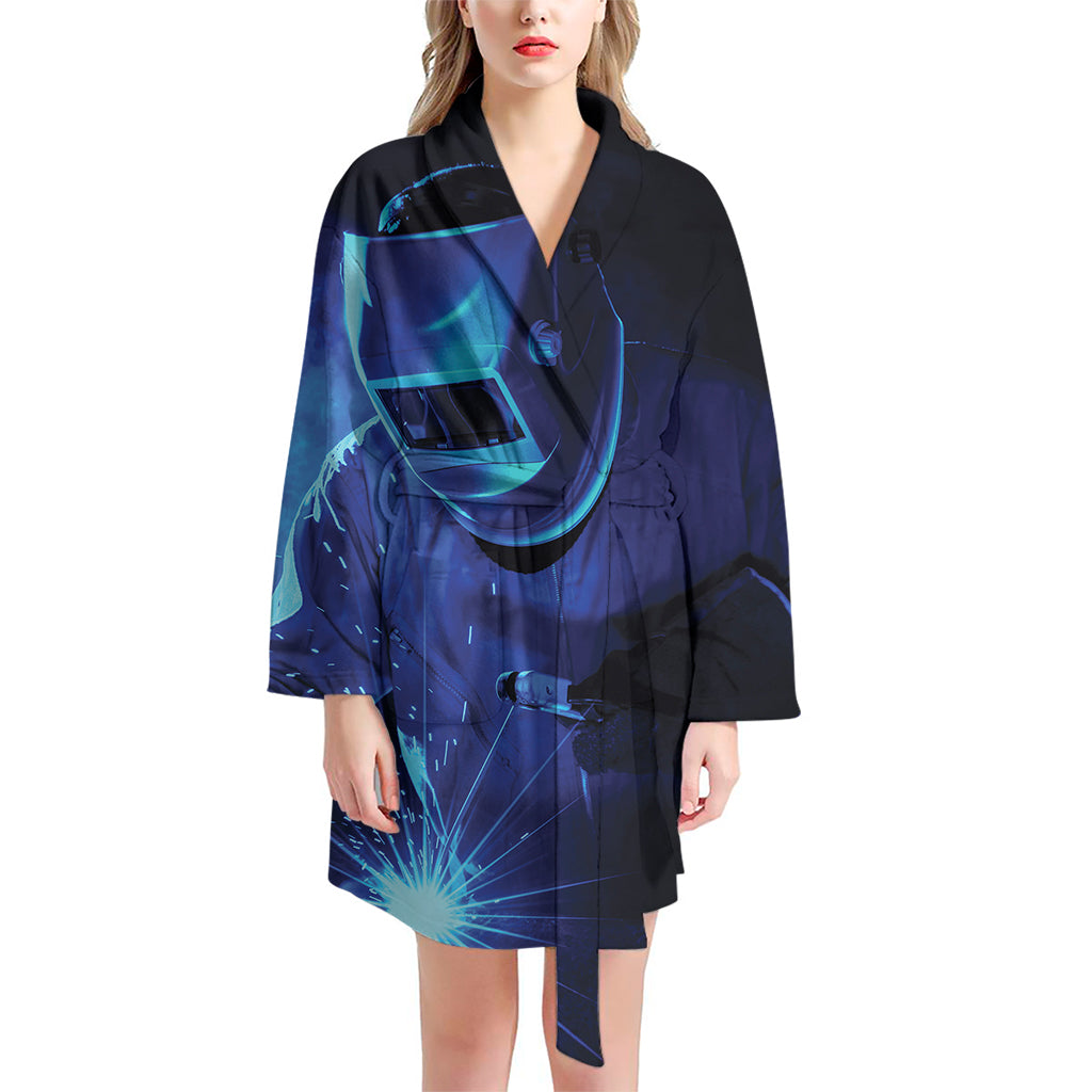 Industrial Welder Print Women's Bathrobe