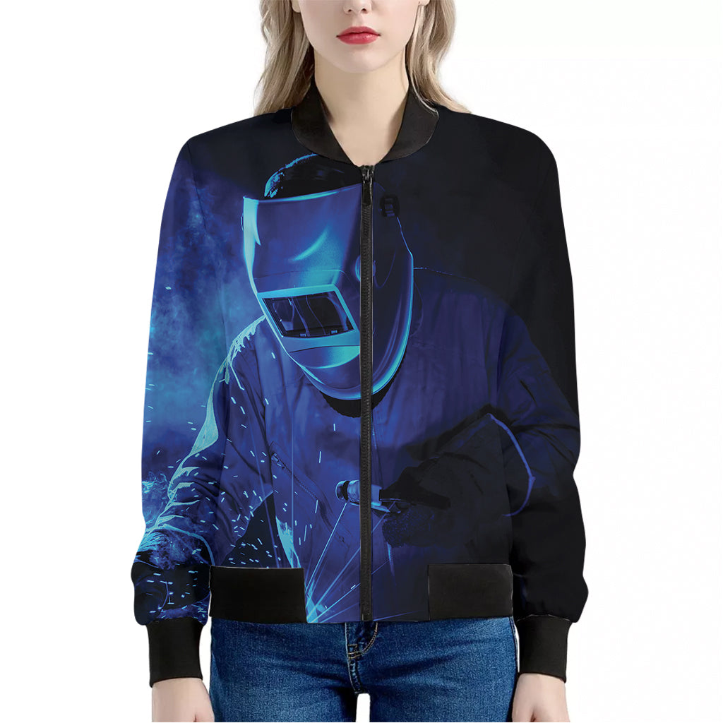 Industrial Welder Print Women's Bomber Jacket