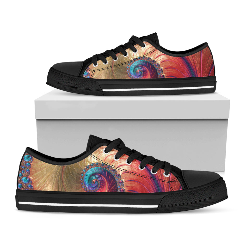 Infinite Fractal Print Black Low Top Shoes