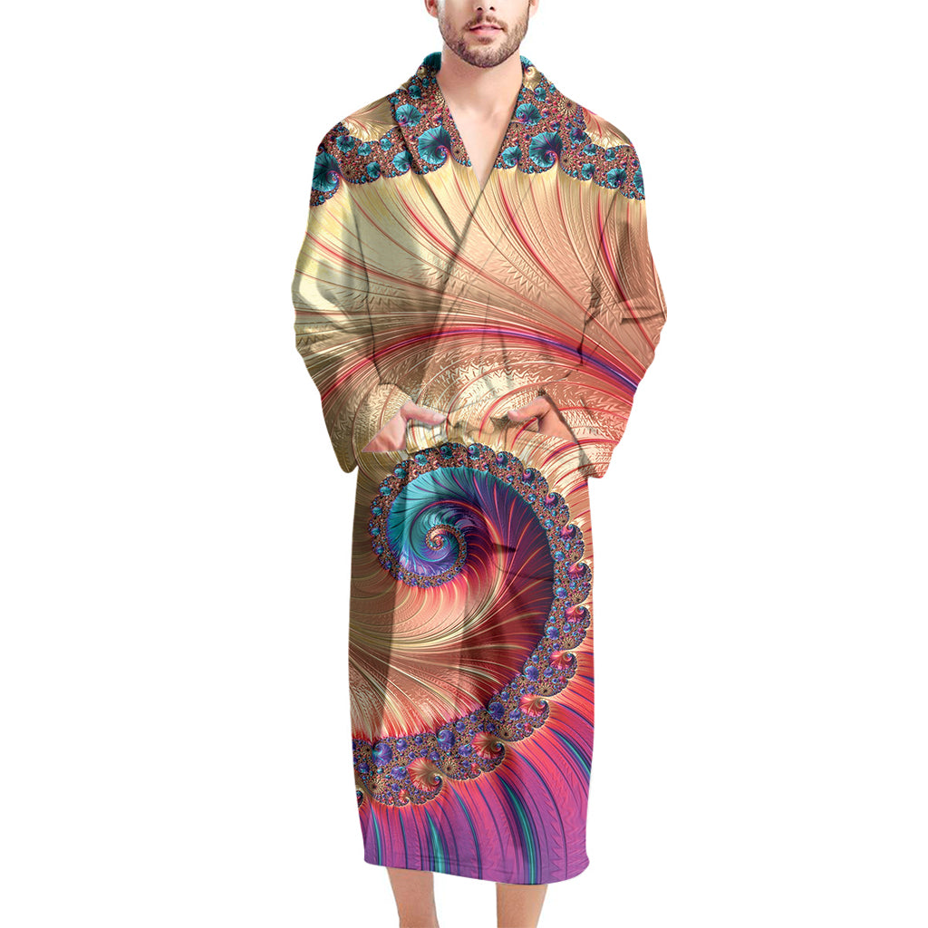 Infinite Fractal Print Men's Bathrobe