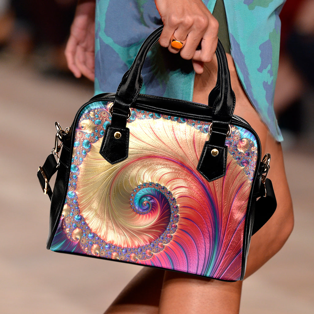 Infinite Fractal Print Shoulder Handbag