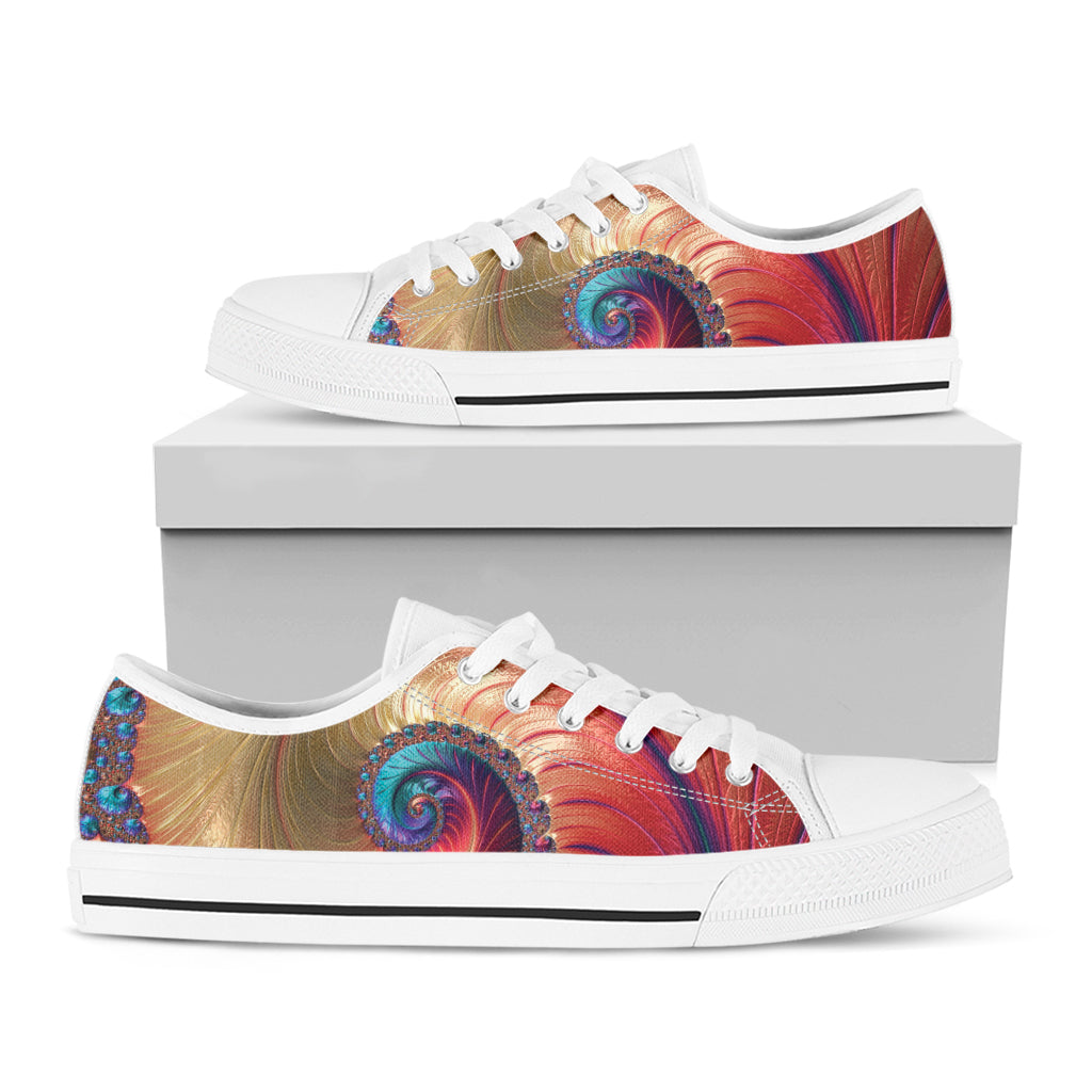 Infinite Fractal Print White Low Top Shoes