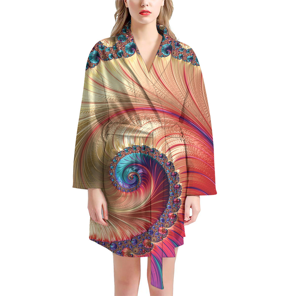 Infinite Fractal Print Women's Bathrobe