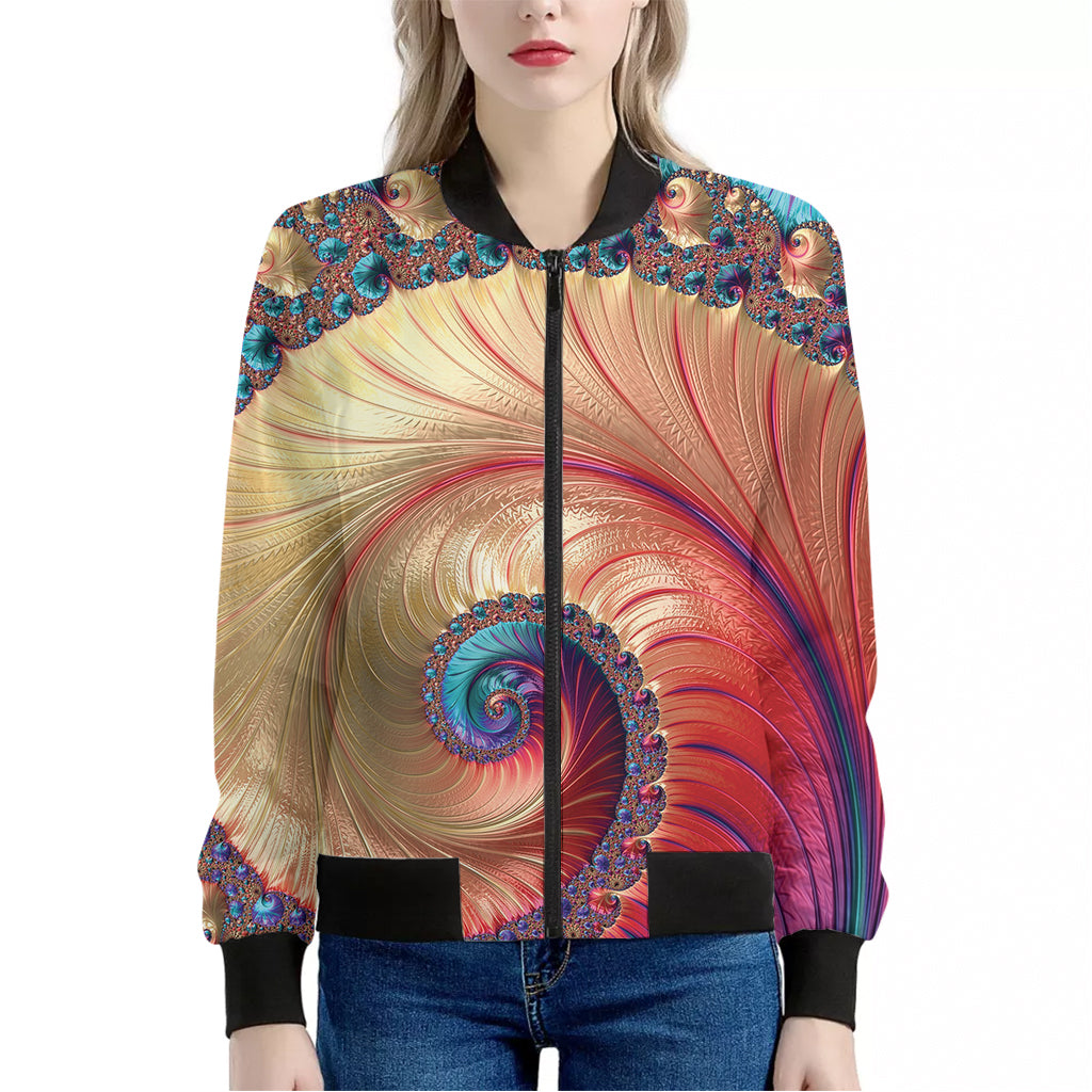 Infinite Fractal Print Women's Bomber Jacket