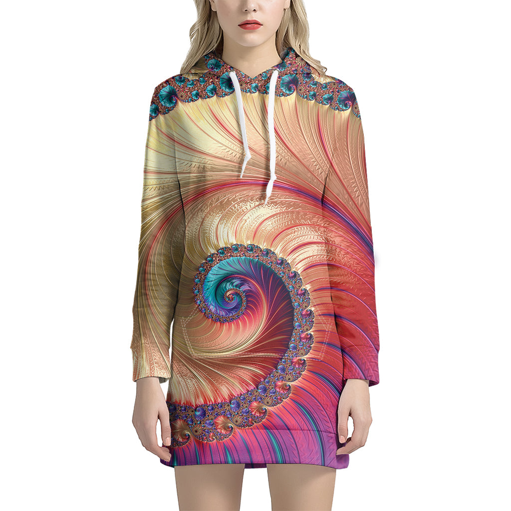 Infinite Fractal Print Women's Pullover Hoodie Dress