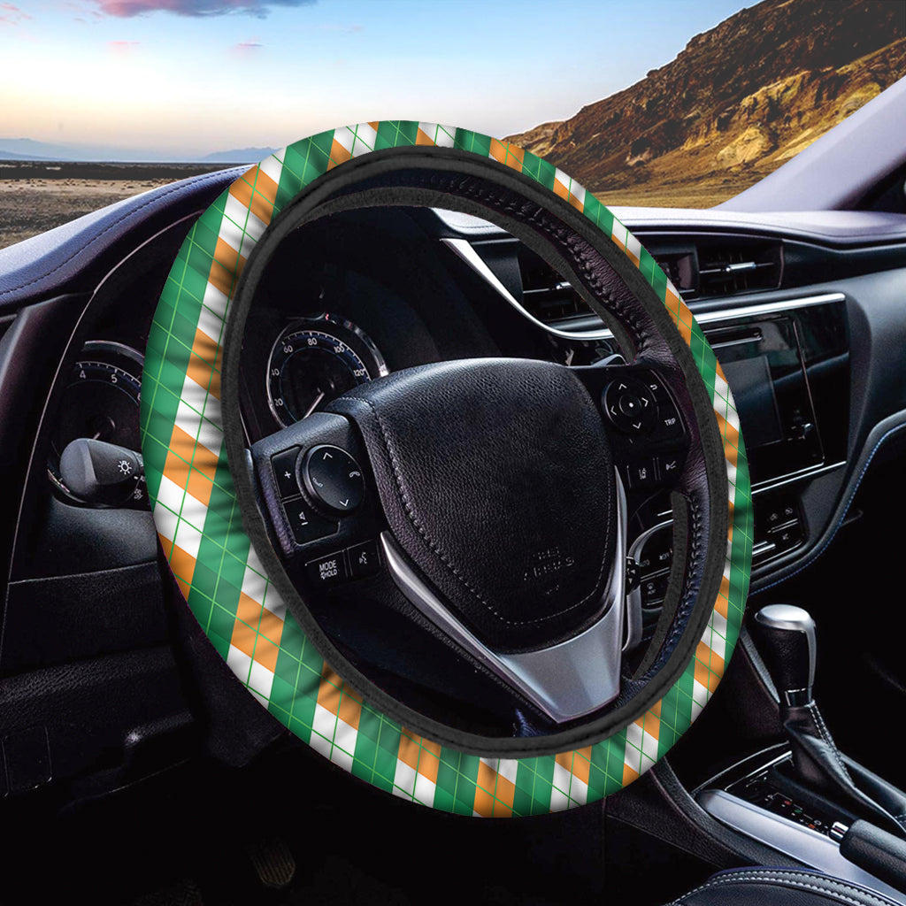 Irish Argyle Pattern Print Car Steering Wheel Cover