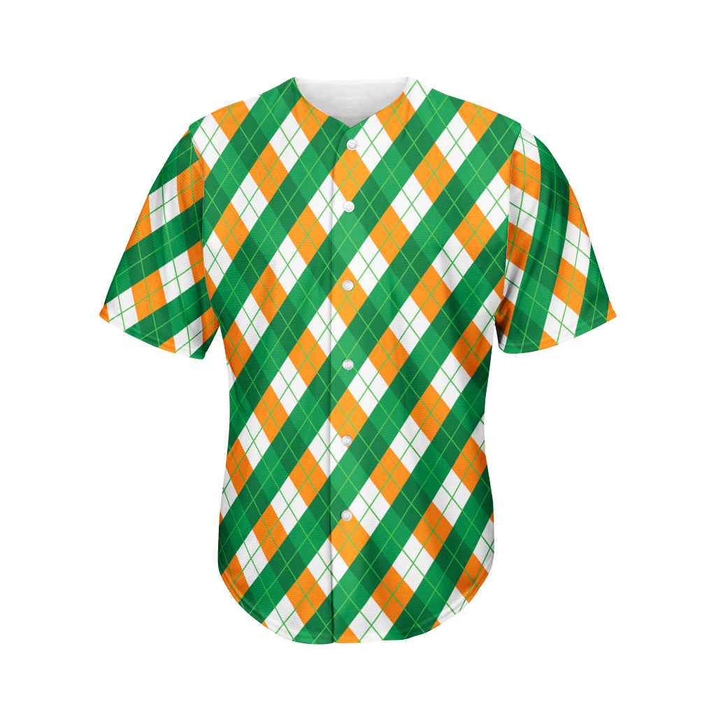 Irish Argyle Pattern Print Men's Baseball Jersey