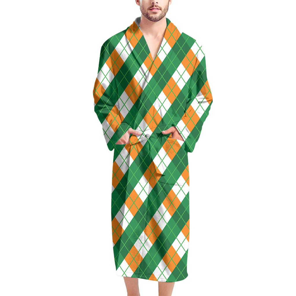 Irish Argyle Pattern Print Men's Bathrobe