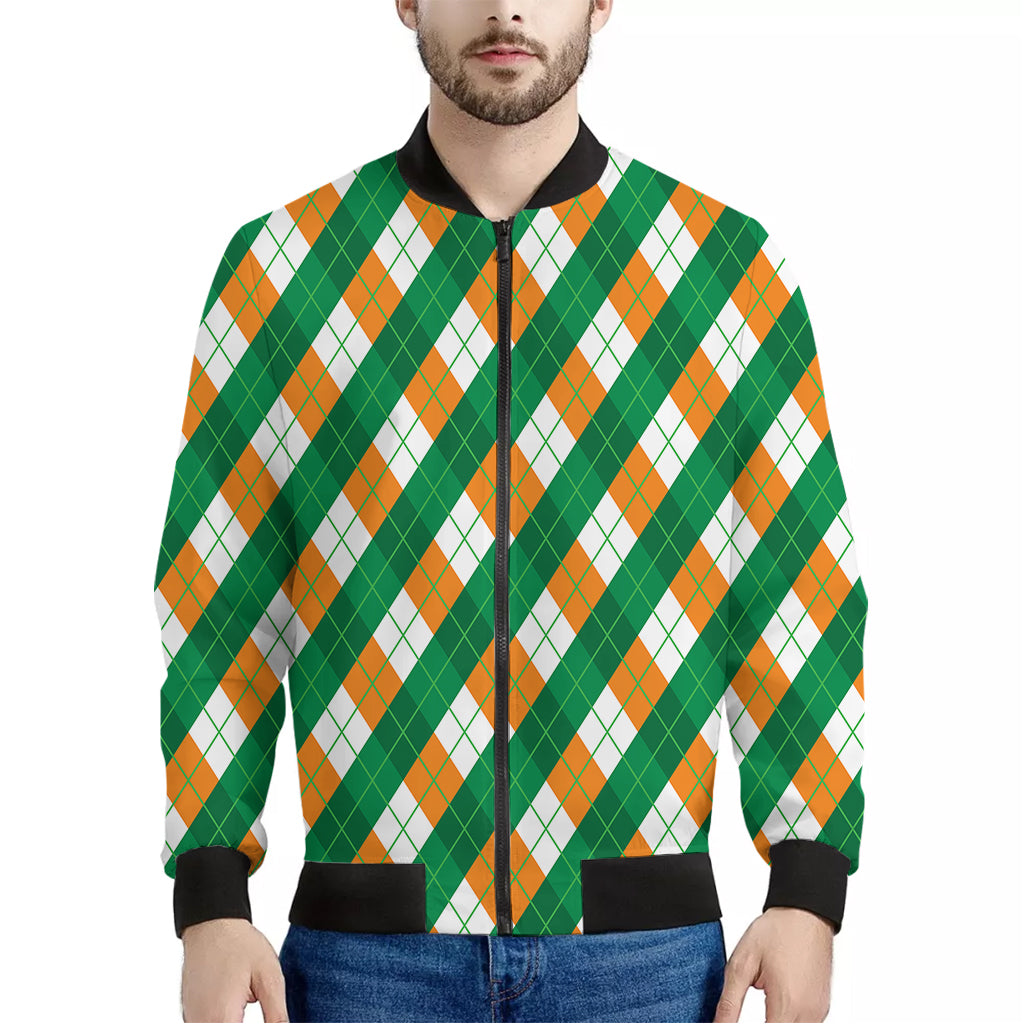 Irish Argyle Pattern Print Men's Bomber Jacket