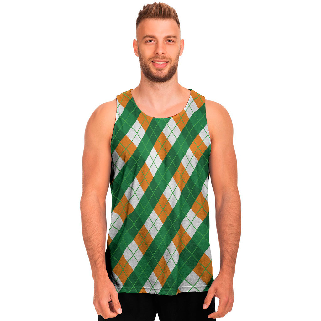 Irish Argyle Pattern Print Men's Tank Top