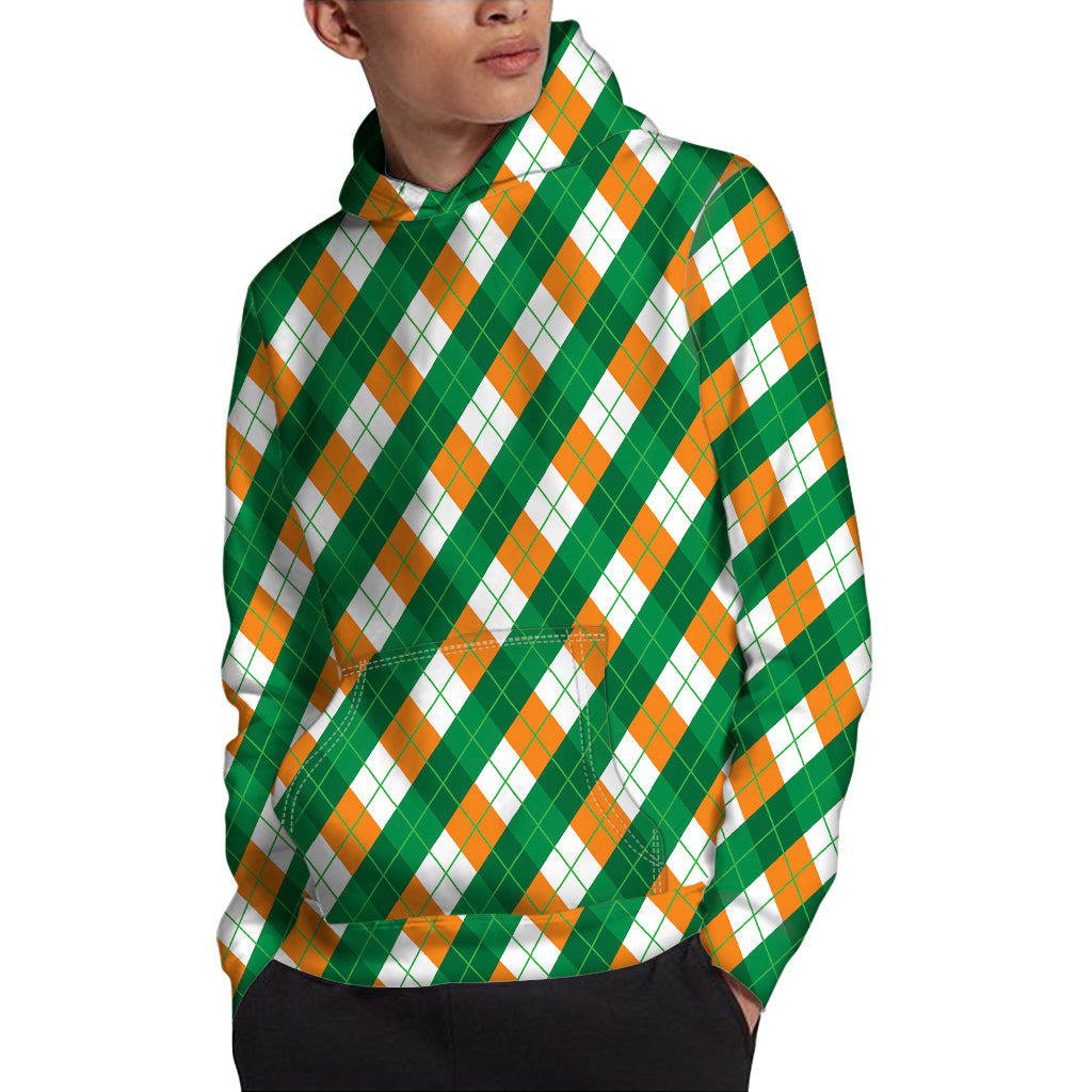 Irish Argyle Pattern Print Pullover Hoodie