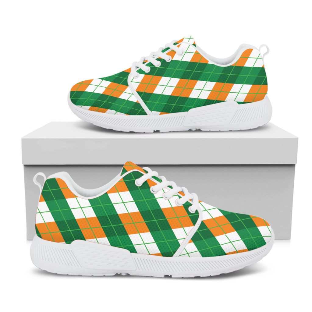 Irish Argyle Pattern Print White Athletic Shoes