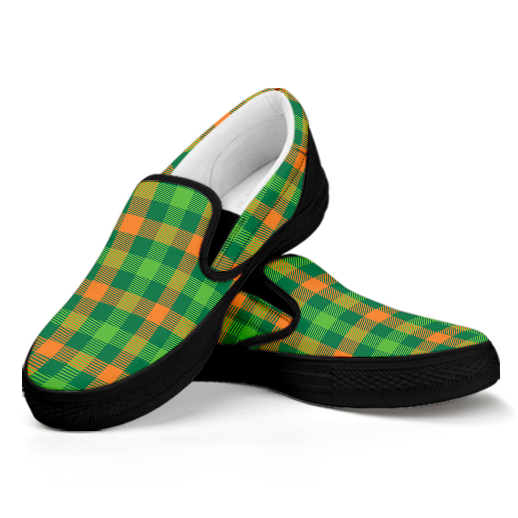 Irish Buffalo Check Pattern Print Black Slip On Shoes