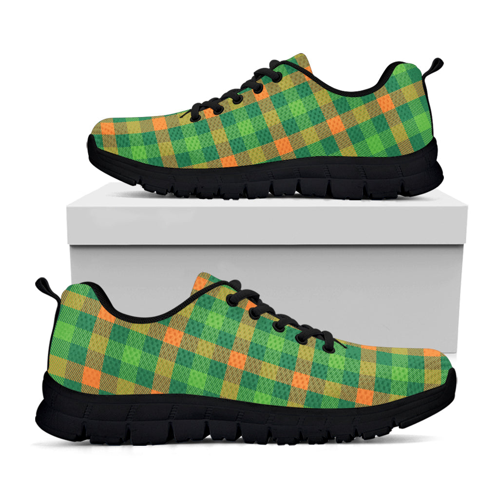 Irish Buffalo Check Pattern Print Black Sneakers