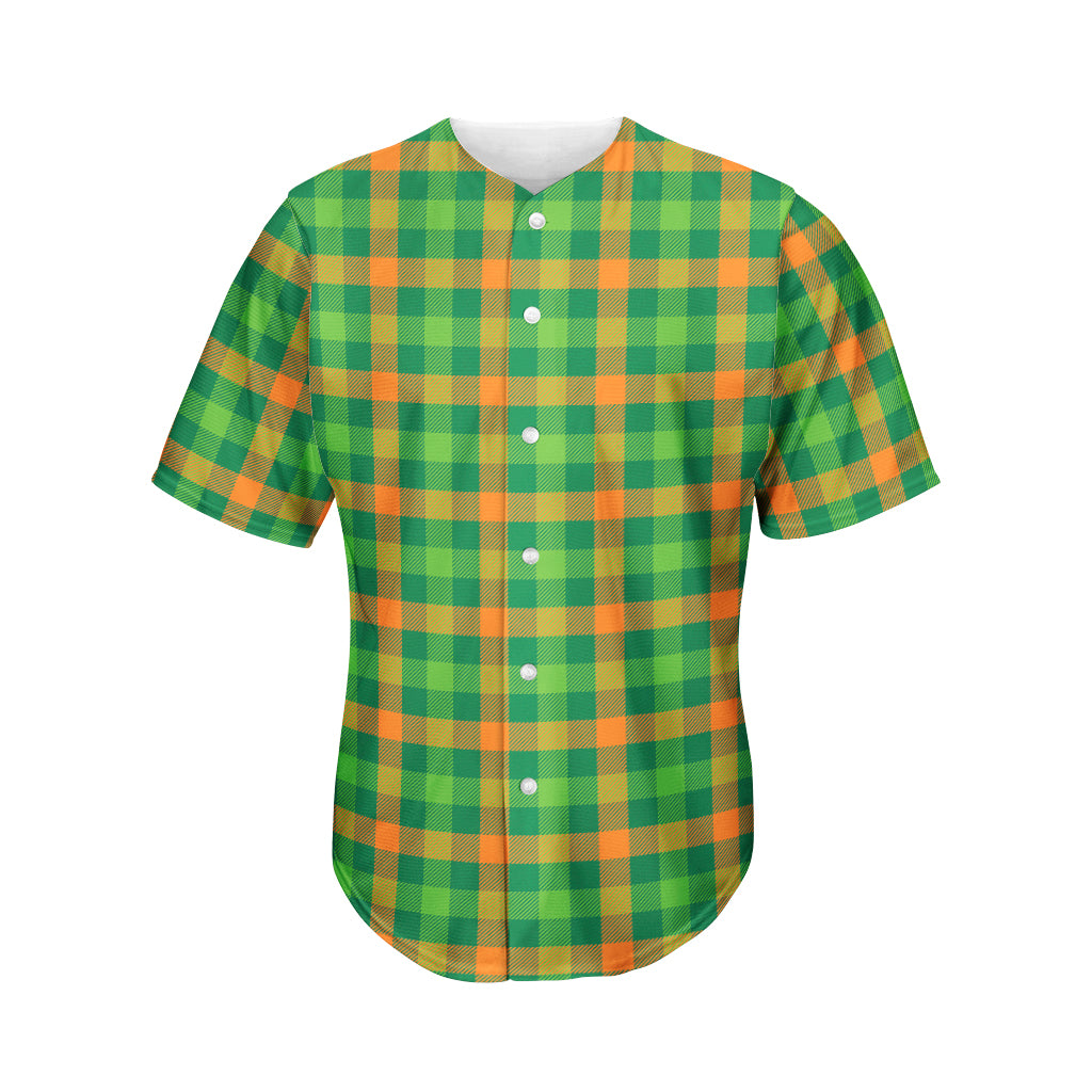 Irish Buffalo Check Pattern Print Men's Baseball Jersey