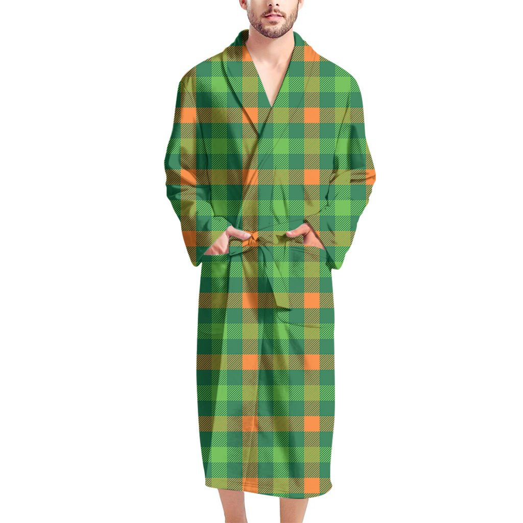 Irish Buffalo Check Pattern Print Men's Bathrobe