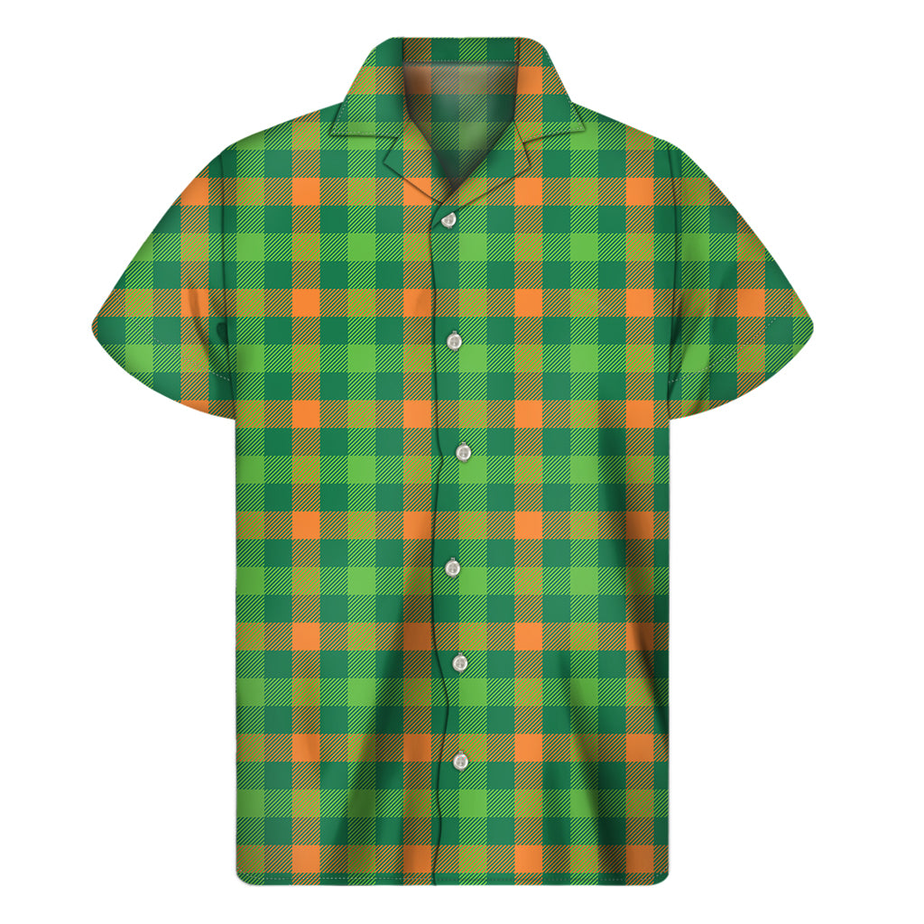 Irish Buffalo Check Pattern Print Men's Short Sleeve Shirt