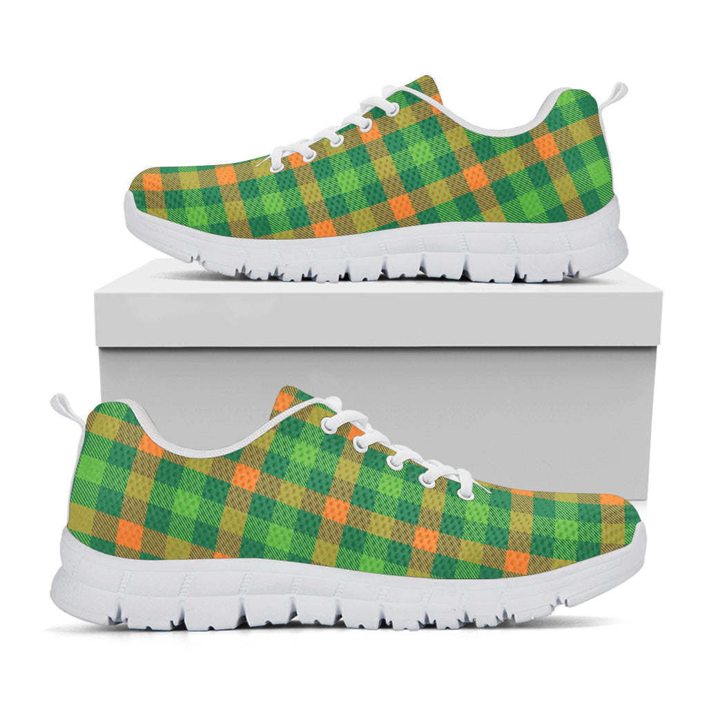 Irish Buffalo Check Pattern Print White Sneakers