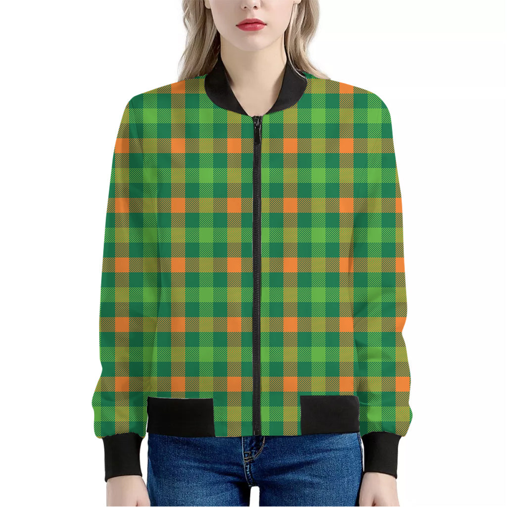 Irish Buffalo Check Pattern Print Women's Bomber Jacket