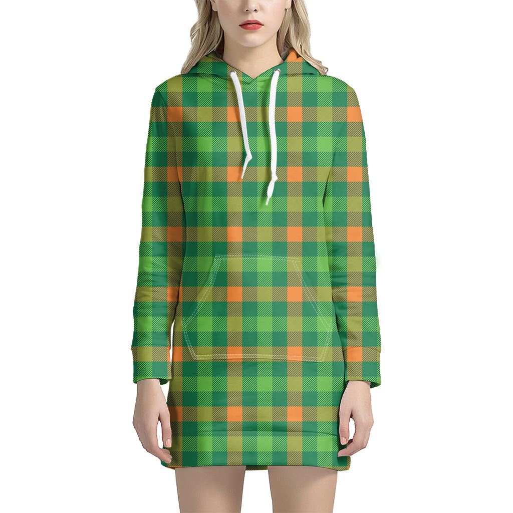 Irish Buffalo Check Pattern Print Women's Pullover Hoodie Dress