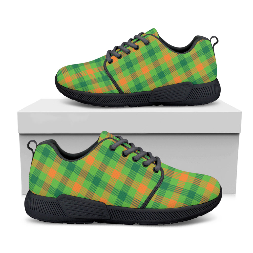 Irish Buffalo Plaid Pattern Print Black Athletic Shoes