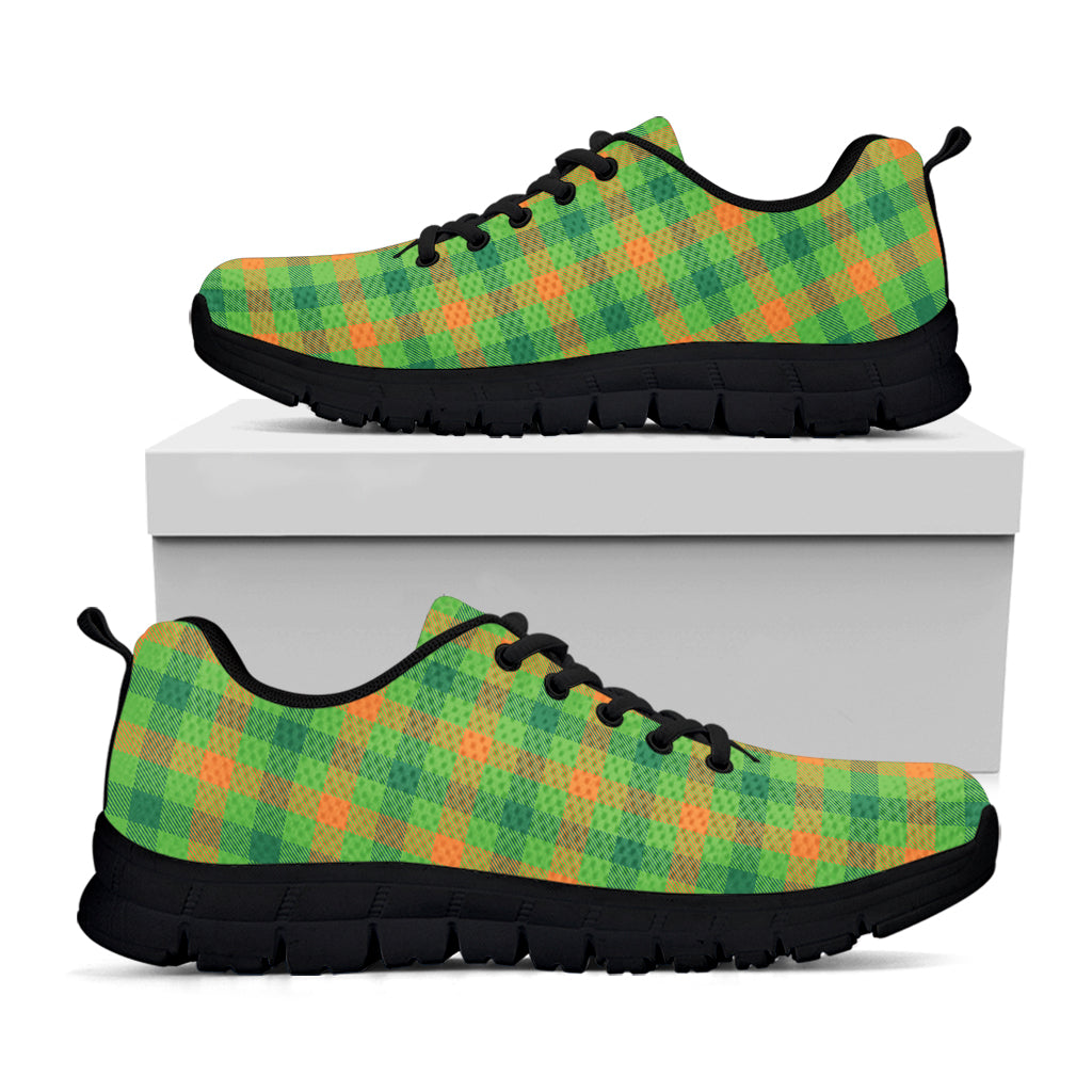 Irish Buffalo Plaid Pattern Print Black Sneakers