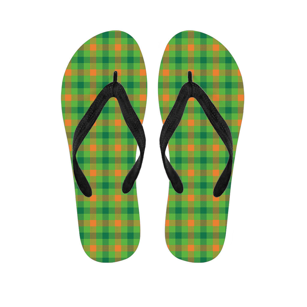 Irish Buffalo Plaid Pattern Print Flip Flops