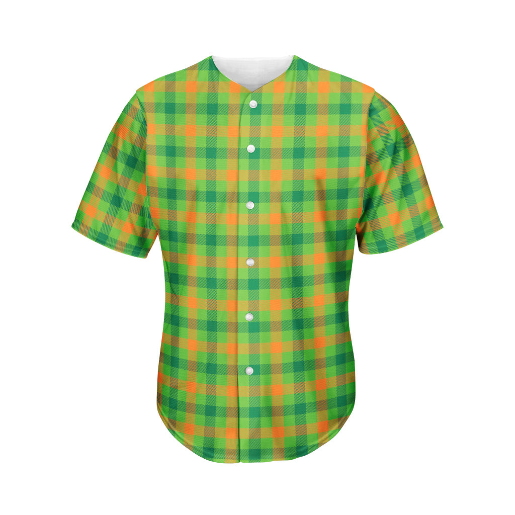 Irish Buffalo Plaid Pattern Print Men's Baseball Jersey