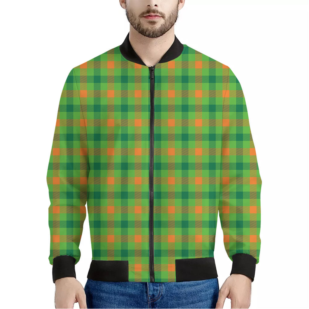 Irish Buffalo Plaid Pattern Print Men's Bomber Jacket