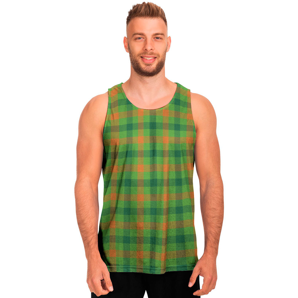 Irish Buffalo Plaid Pattern Print Men's Tank Top