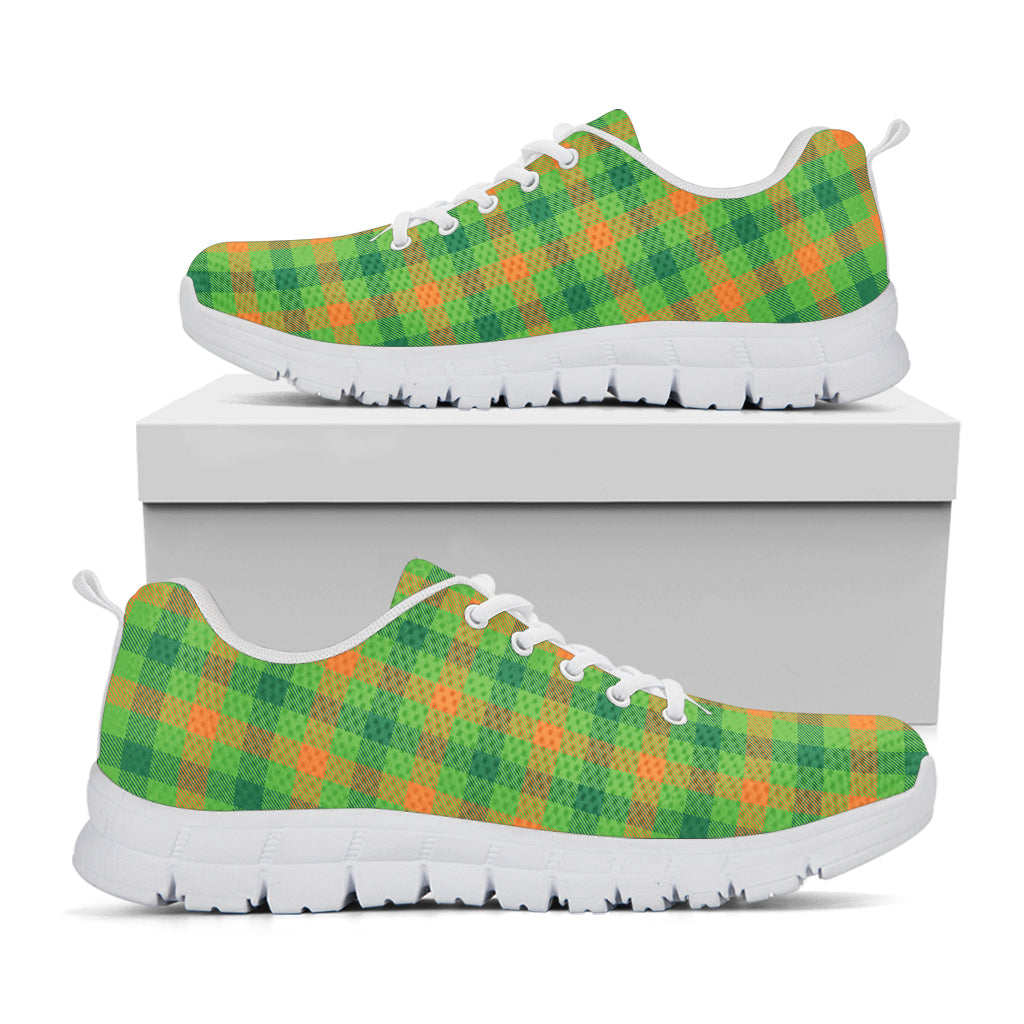 Irish Buffalo Plaid Pattern Print White Sneakers