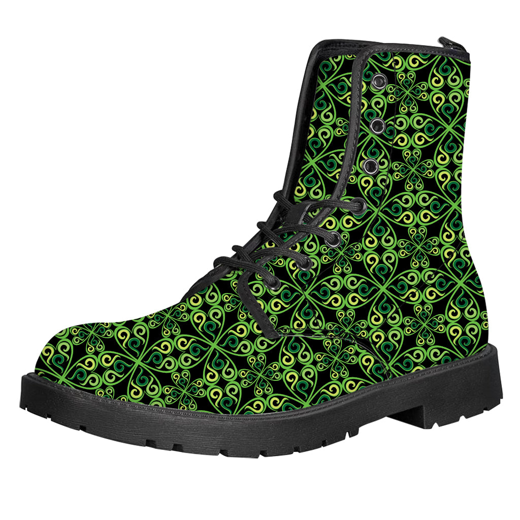 Irish Celtic Symbol Pattern Print Leather Boots