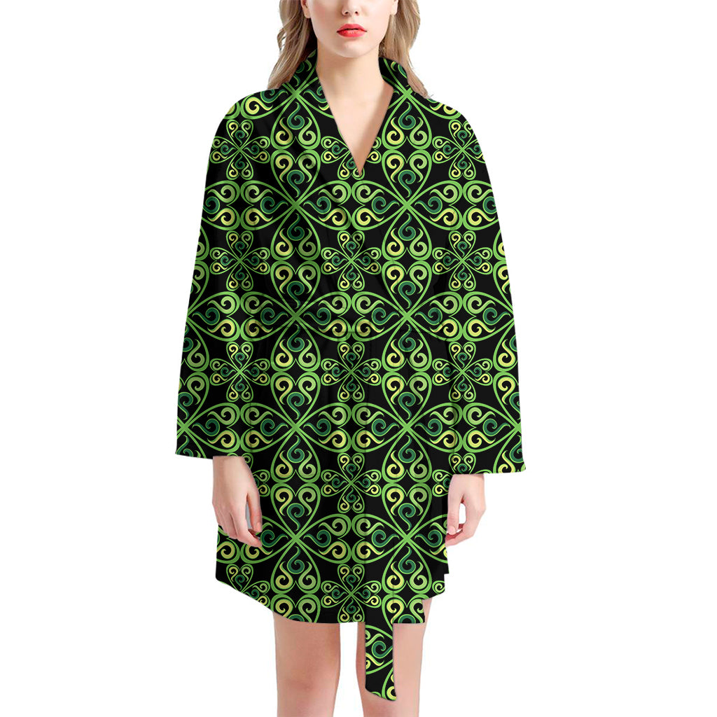 Irish Celtic Symbol Pattern Print Women's Bathrobe