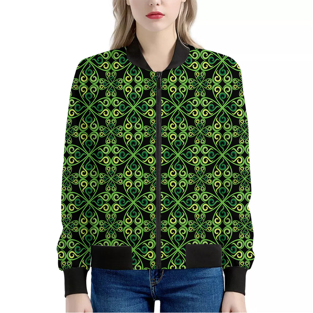 Irish Celtic Symbol Pattern Print Women's Bomber Jacket