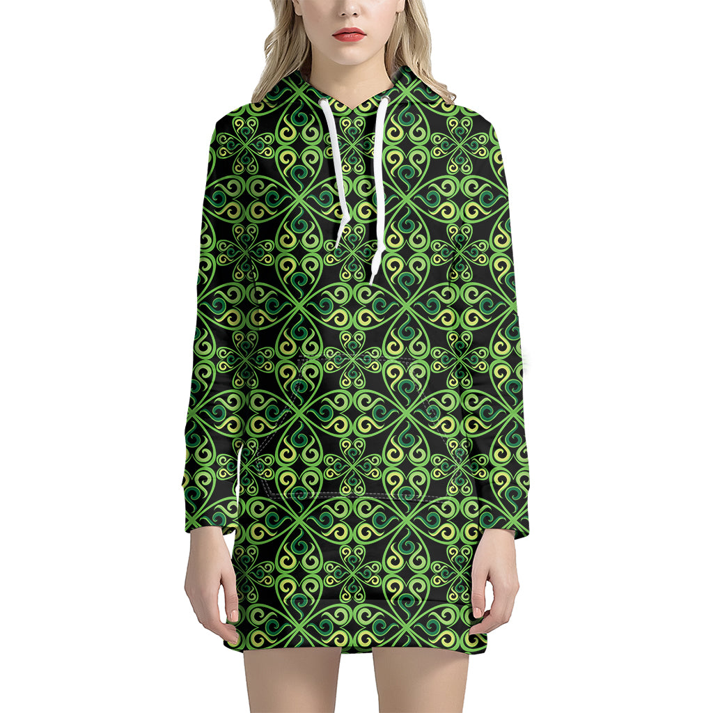 Irish Celtic Symbol Pattern Print Women's Pullover Hoodie Dress